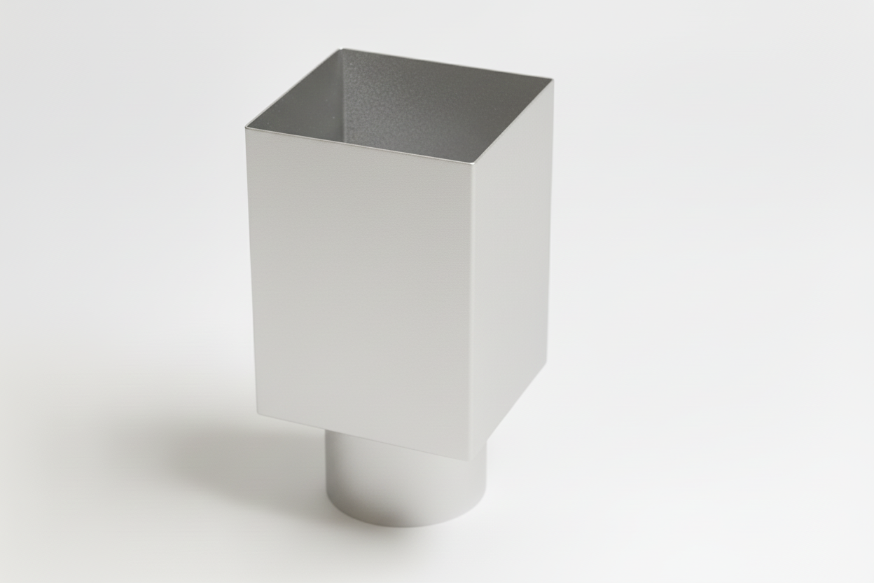 Aluminium HWA Verloop met Schuifmof Vierkant 100 mm naar rond 80 mm Blank