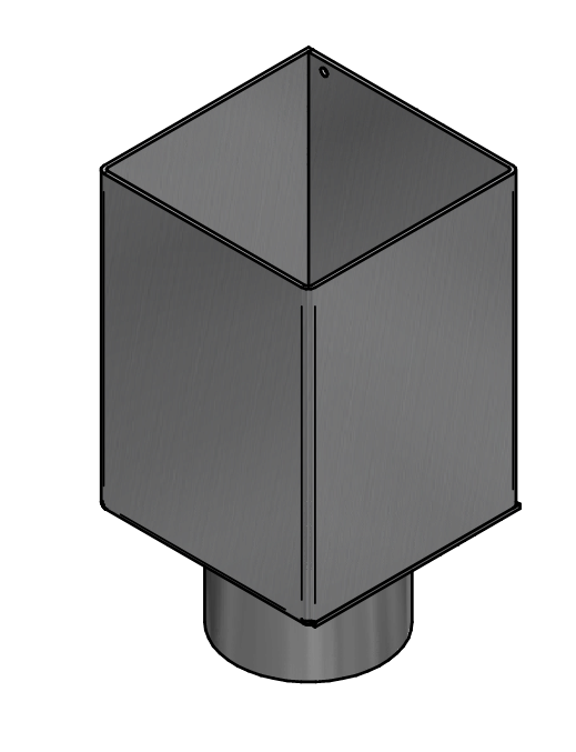 Aluminium HWA Verloop met Schuifmof Vierkant 80 naar rond 80 Wit RAL9010